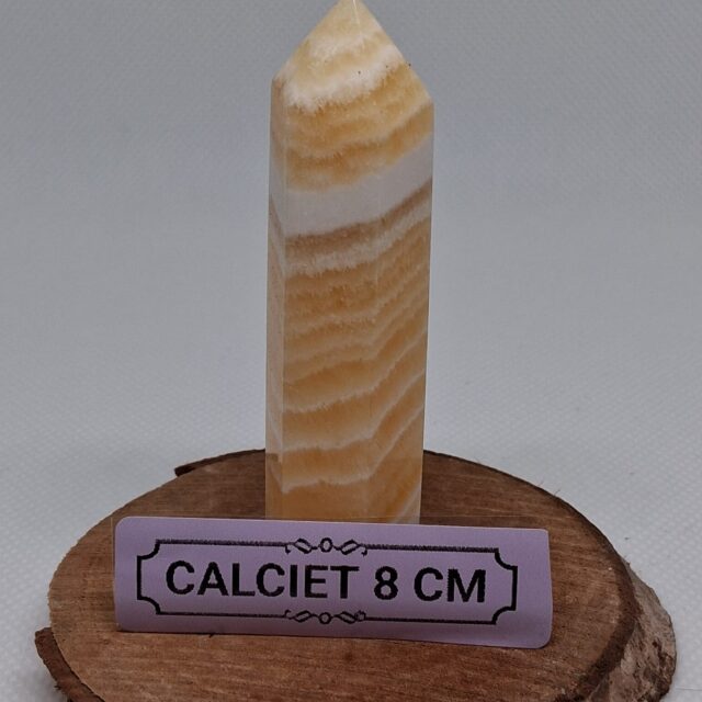 Gele Calciet Toren | 8 cm | Optimisme, Kracht & Innerlijke Zon