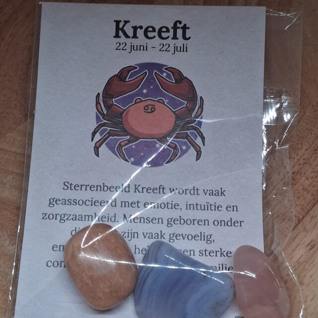Sterrenbeeld Kreeft 22 juni - 22 juli - Maansteen, Blue Lace Agaat, Rozenkwarts